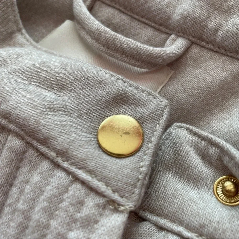 GUESS Tie Winter Jacket Cozy Coat Beige Tan Neutral Size Medium Gold Hardware - Picture 15 of 15